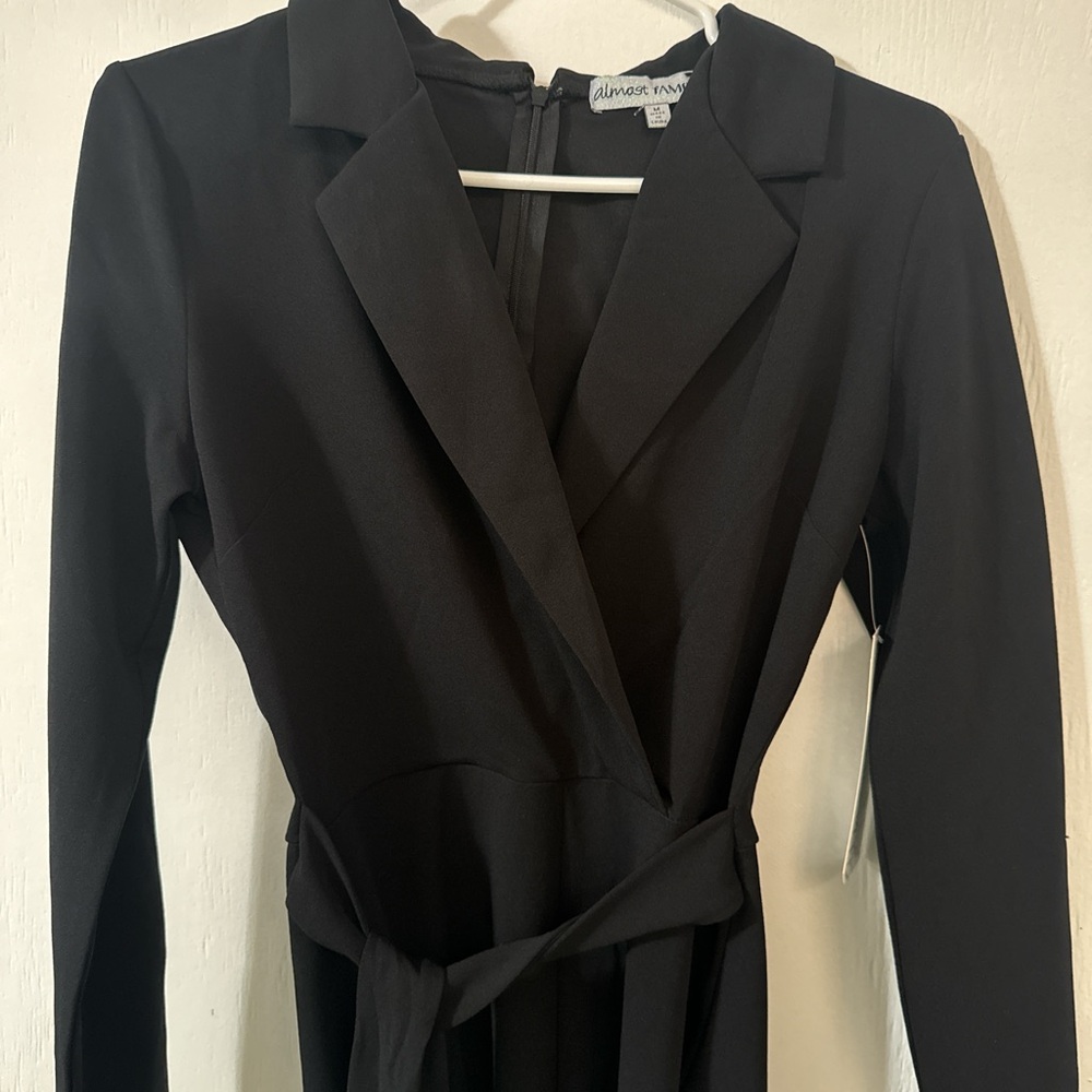 Black blazer dress with belt